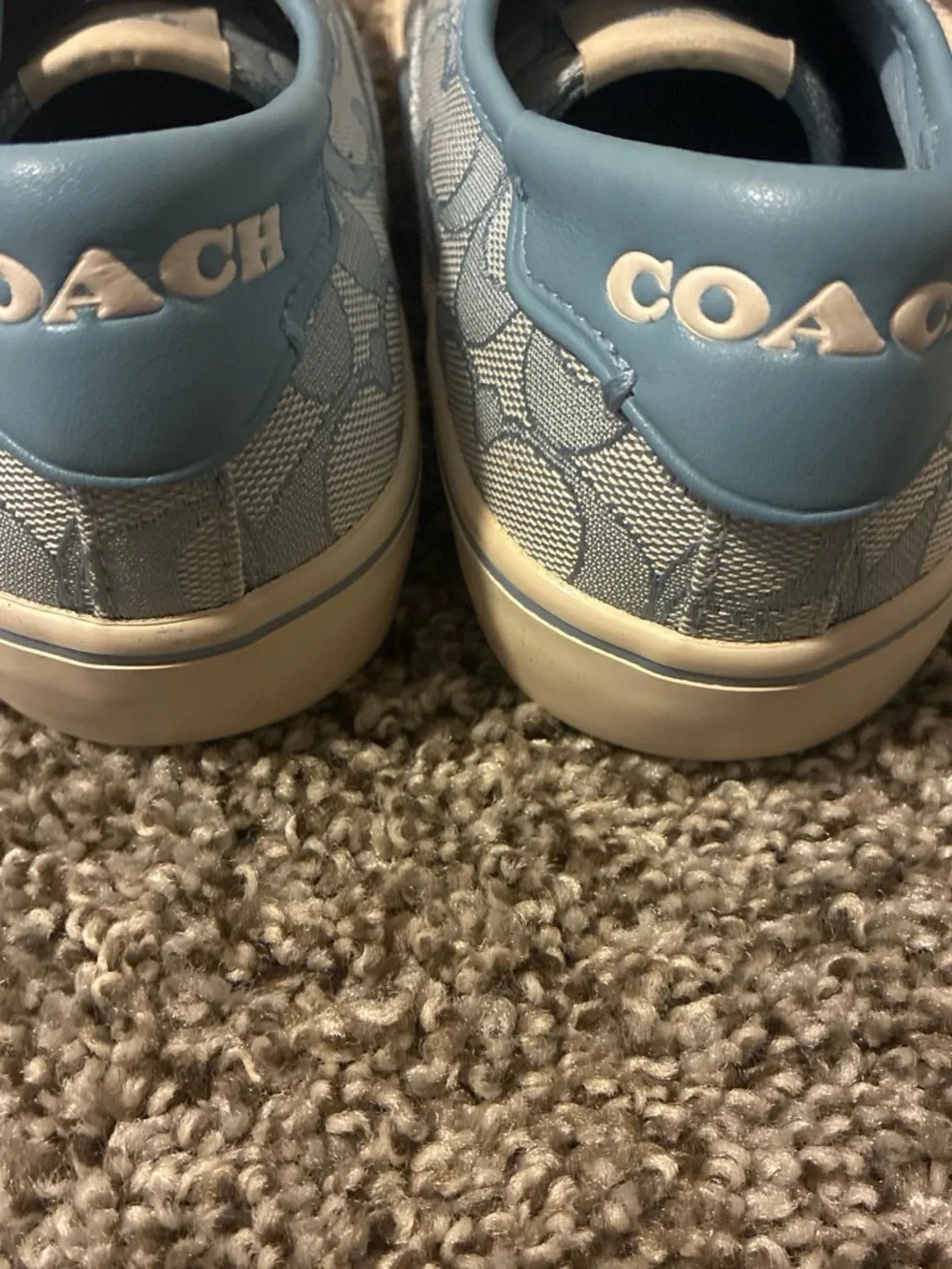 Coach Kids Light Blue Signature Canvas Low-Top Sneakers